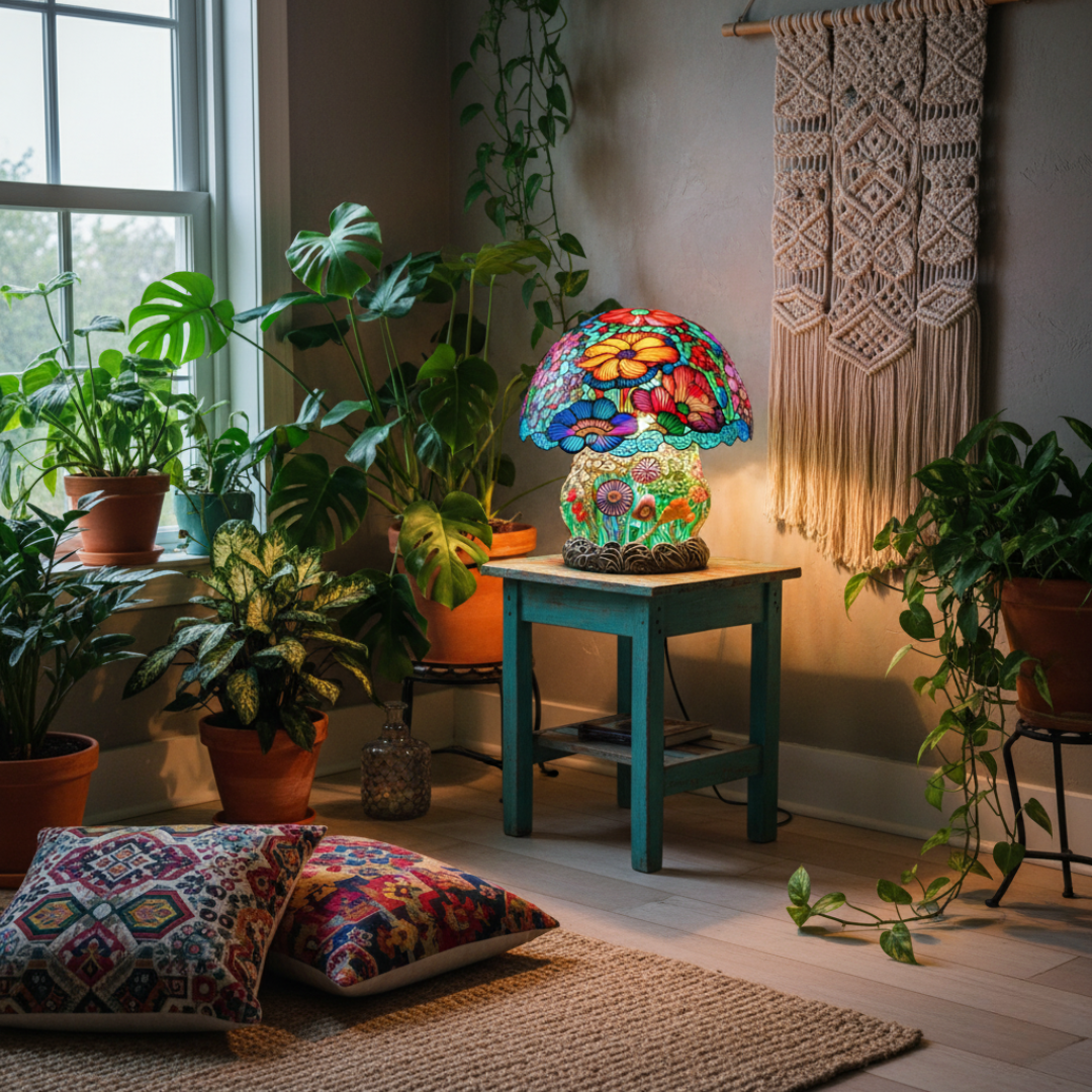 Lumière de champignon givré