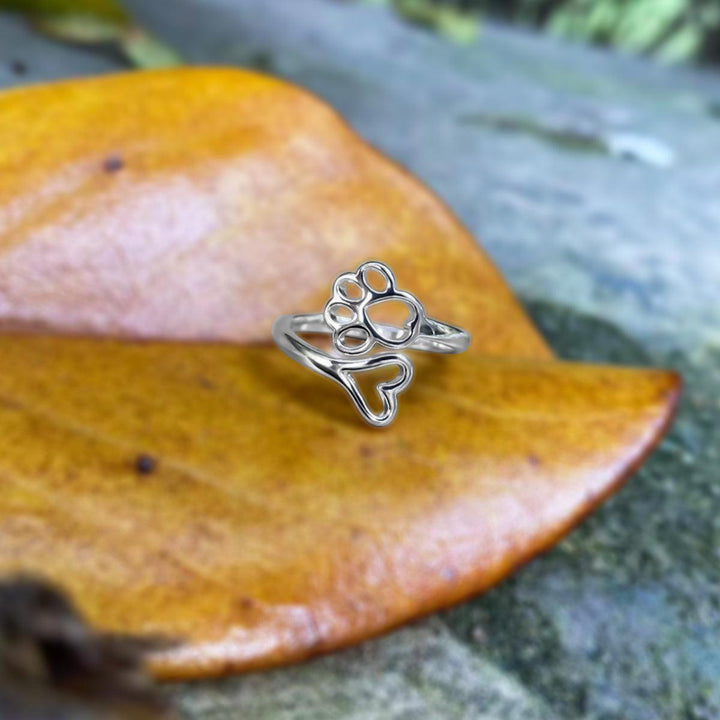 Bague cœur avec patte réglable en acier inoxydable