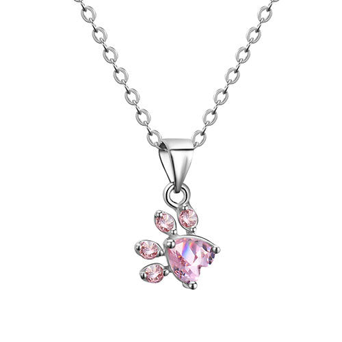Ensemble de bijoux avec pattes pour femmes – 4 pièces | Or rose avec cœur en zirconia – Bague, collier, boucles d'oreilles et bracelet
