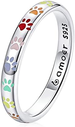 Anneau avec empreinte de patte en argent sterling