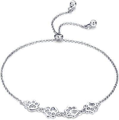 Bracelet en argent sterling avec empreinte de patte de chien – Ajustable