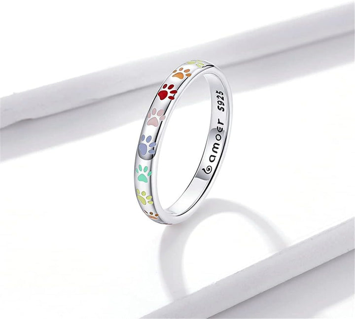 Anneau avec empreinte de patte en argent sterling