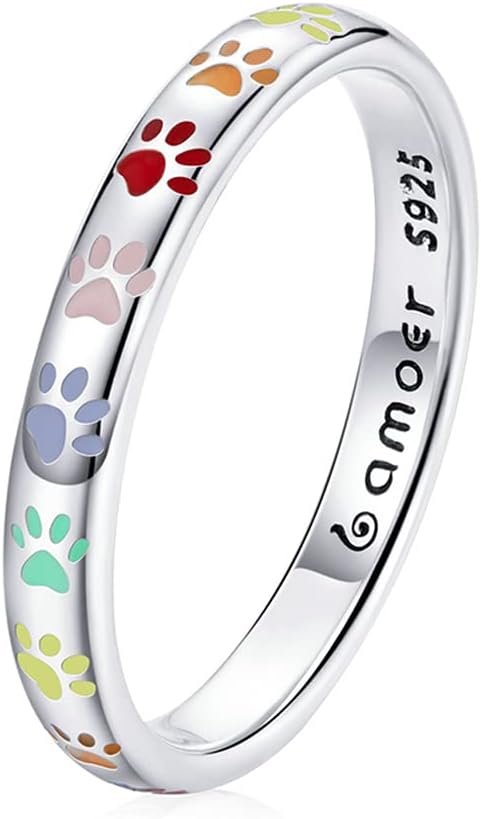 Anneau avec empreinte de patte en argent sterling