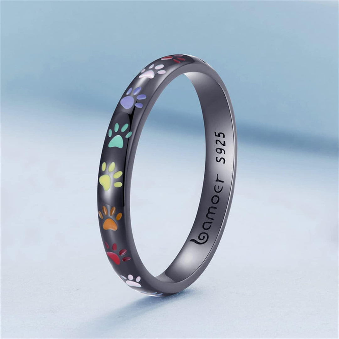 Anneau avec empreinte de patte en argent sterling