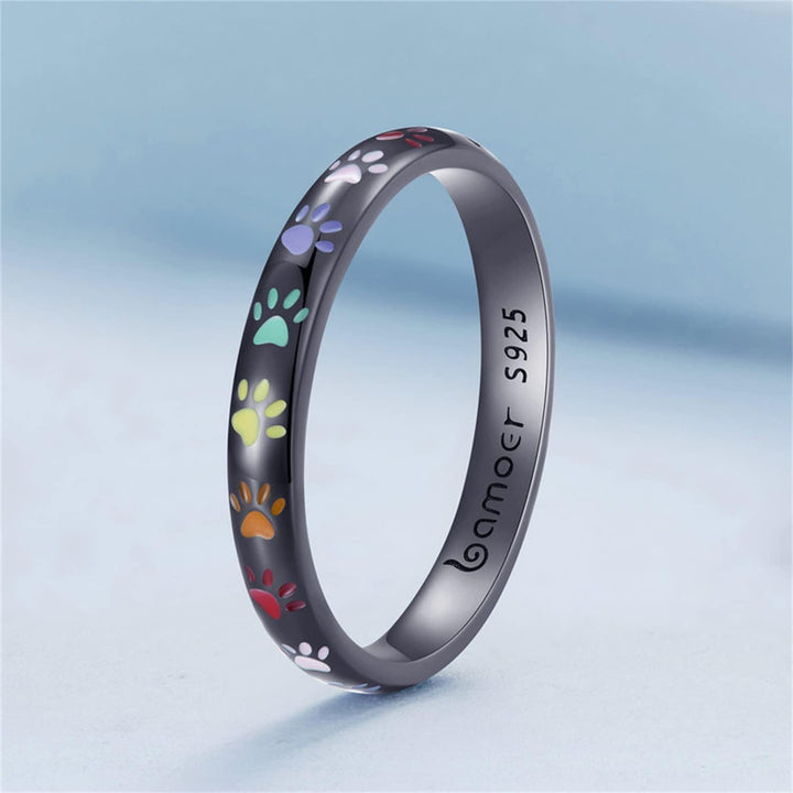 Anneau avec empreinte de patte en argent sterling