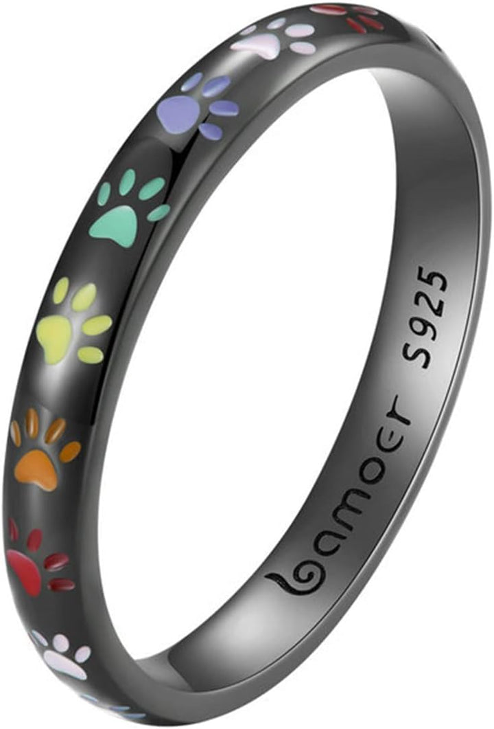 Anneau avec empreinte de patte en argent sterling