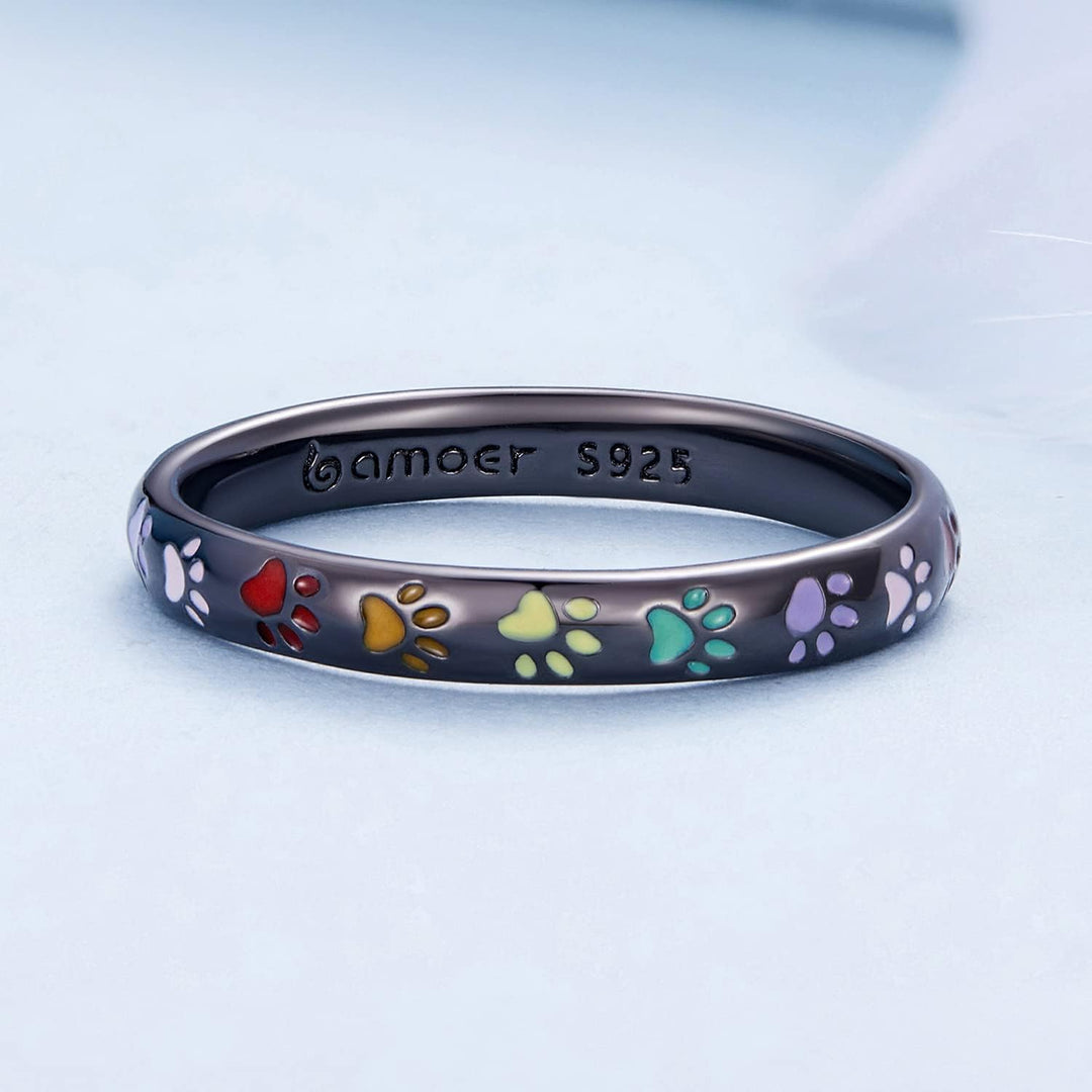 Anneau avec empreinte de patte en argent sterling