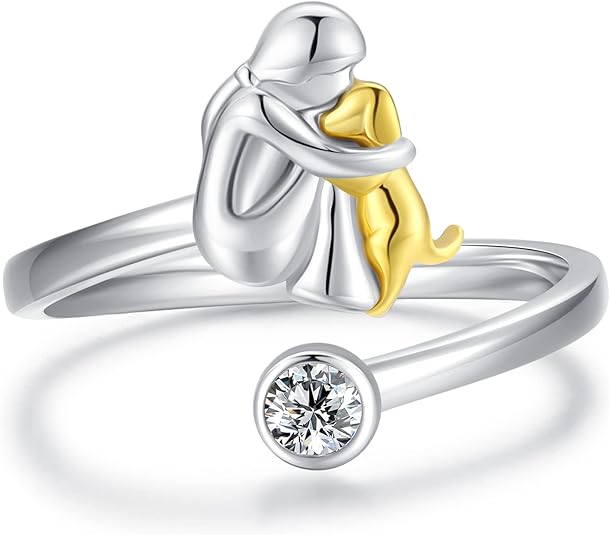 Anneau ajustable en argent pour chien – Anneau fait à la main pour femme