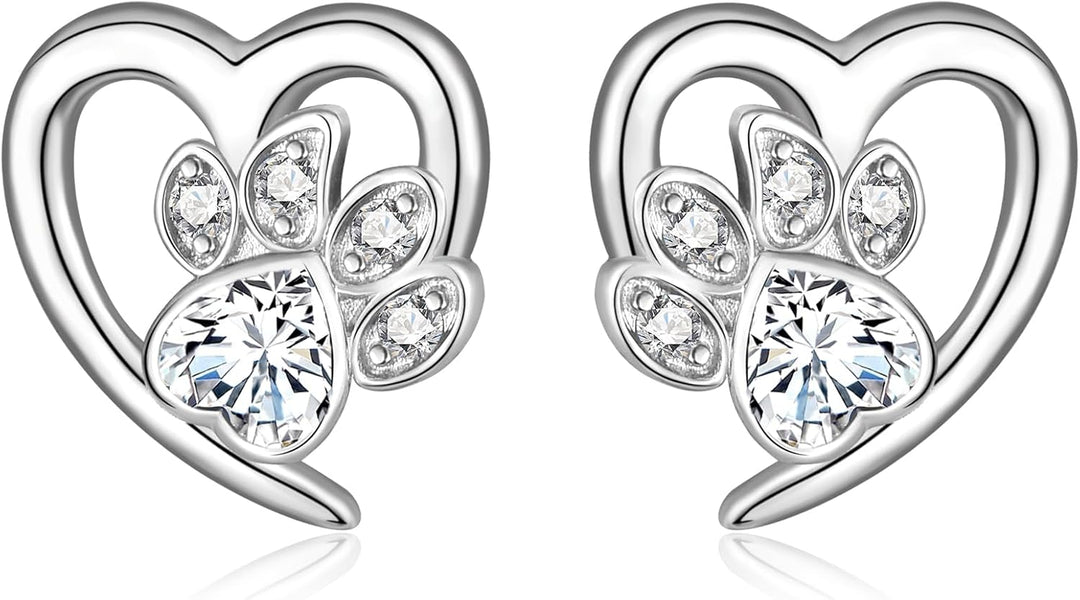 Boucles d'oreilles avec pattes et cœur – Bijoux pour les amoureux des animaux