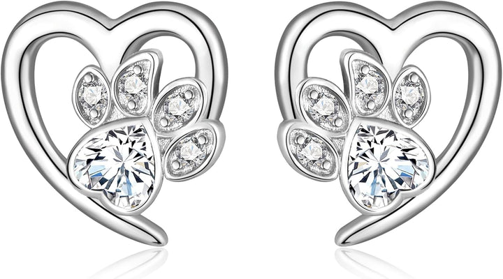 Boucles d'oreilles avec pattes et cœur – Bijoux pour les amoureux des animaux
