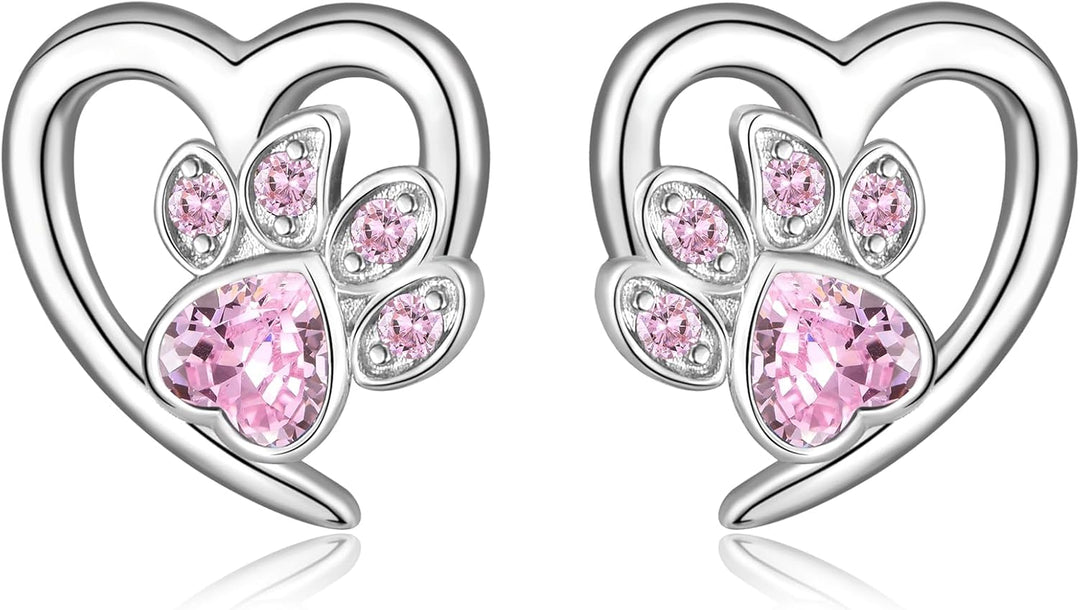 Boucles d'oreilles avec pattes et cœur – Bijoux pour les amoureux des animaux