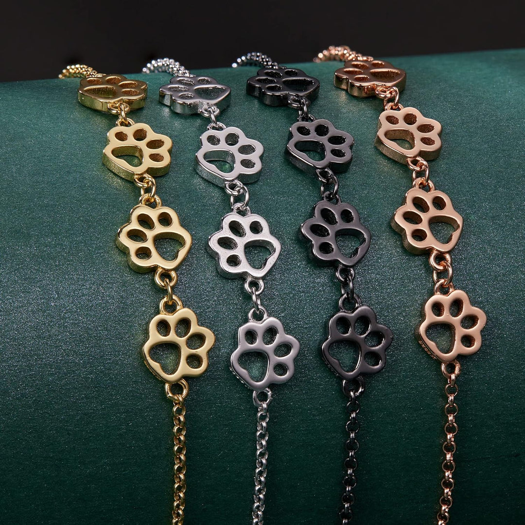 Bracelet en argent sterling avec empreinte de patte de chien – Ajustable