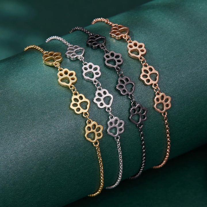 Bracelet en argent sterling avec empreinte de patte de chien – Ajustable
