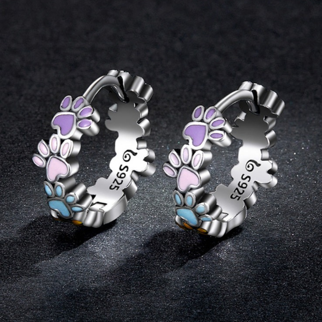 Boucles d'oreilles en forme de cercle Pattes colorées en argent sterling