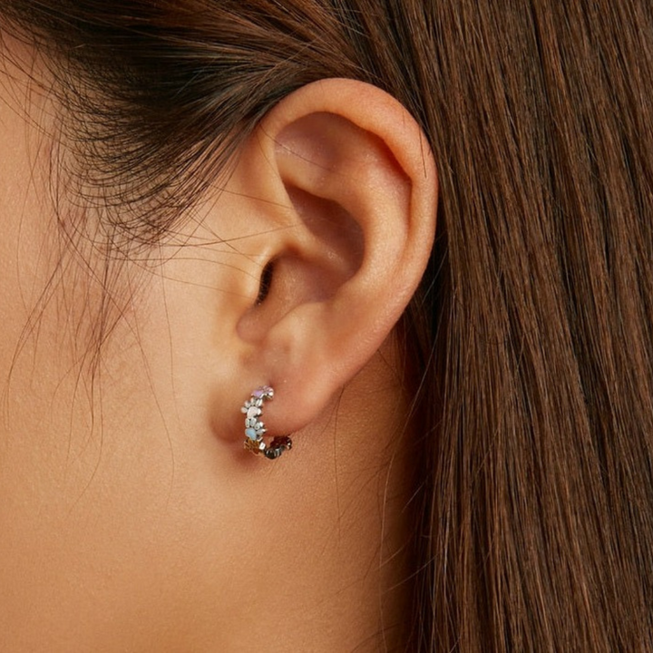 Boucles d'oreilles en forme de cercle Pattes colorées en argent sterling