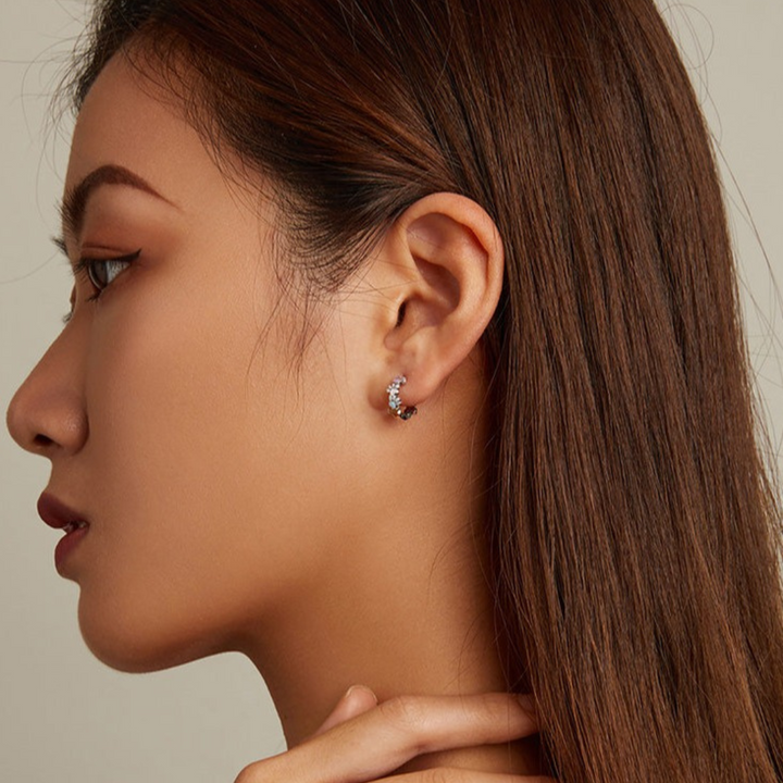 Boucles d'oreilles en forme de cercle Pattes colorées en argent sterling