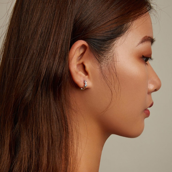 Boucles d'oreilles en forme de cercle Pattes colorées en argent sterling