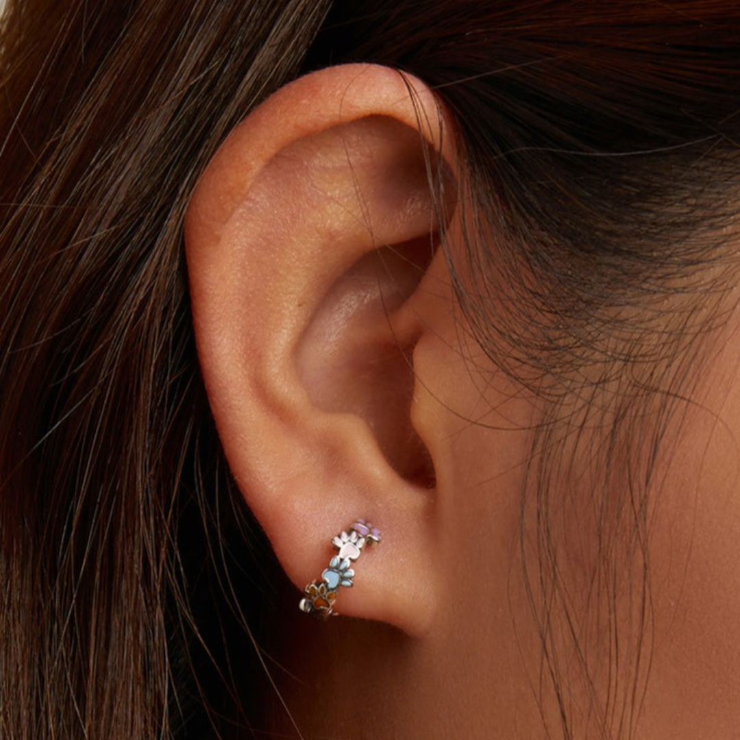 Boucles d'oreilles en forme de cercle Pattes colorées en argent sterling