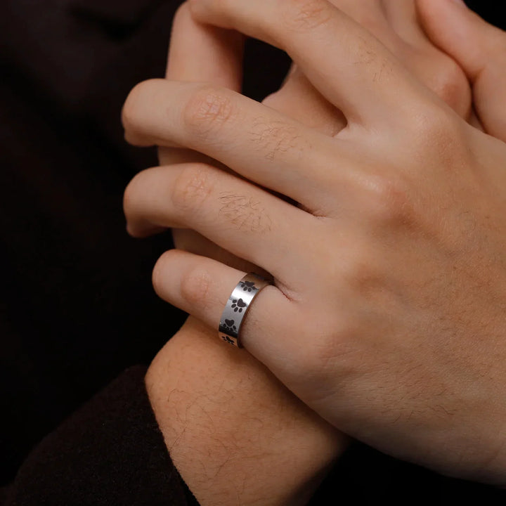 Bague avec patte en acier inoxydable – Bijoux symboliques pour les amoureux des animaux