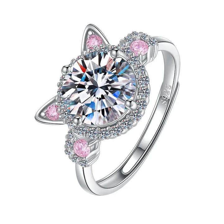 Bague réglable pour chat avec zircons – Bague mignonne pour femme