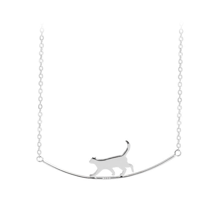 Collier en argent avec chat à grimper