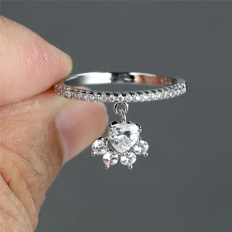 Bague Patte et Cœur – Finition Or et Argent