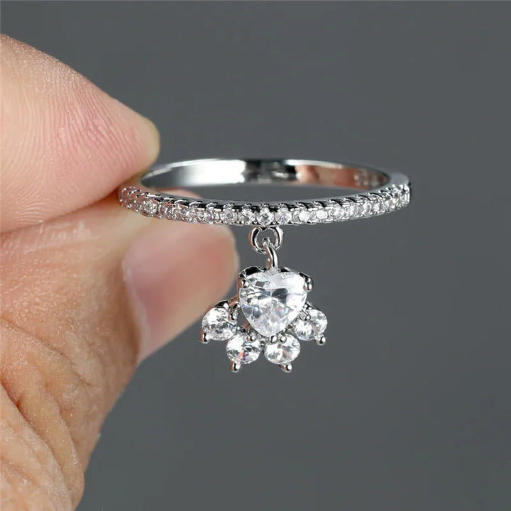 Bague Patte et Cœur – Finition Or et Argent