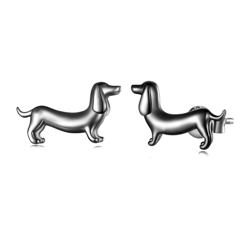 Boucles d'oreilles à chien Wiener en argent