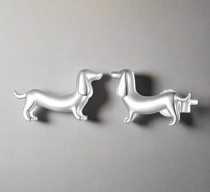 Boucles d'oreilles à chien Wiener en argent