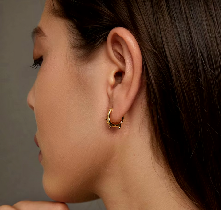 Boucles d'oreilles cercle avec teckel en argent