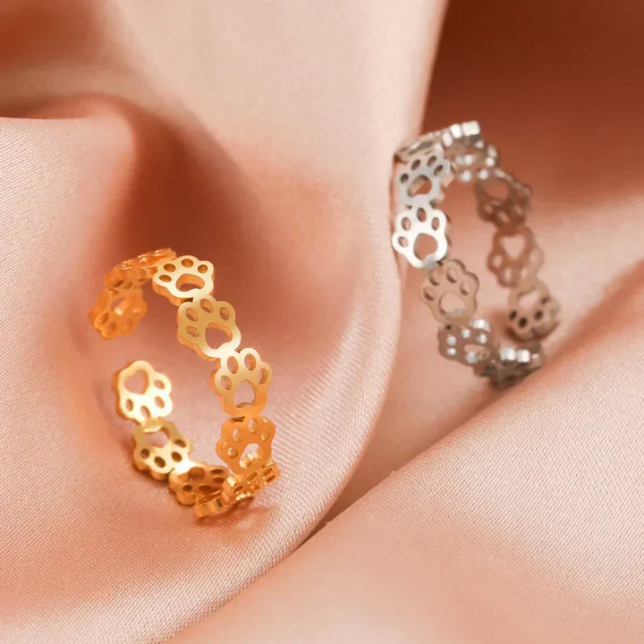 Bague avec Pattes en Acier Inoxydable – Anneau Réglable avec Motif Animal pour Femme