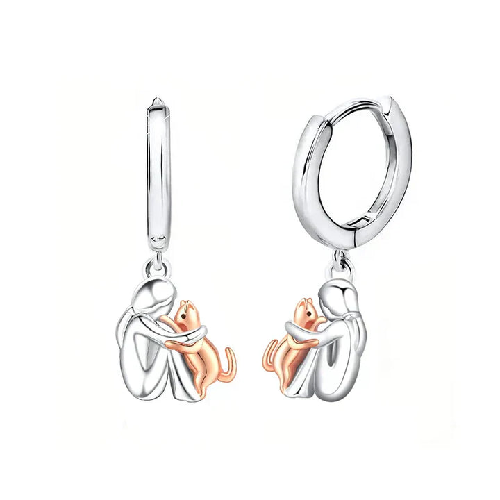 Lily™ - Boucles d'oreilles Icône de chat (Fermeture ronde)