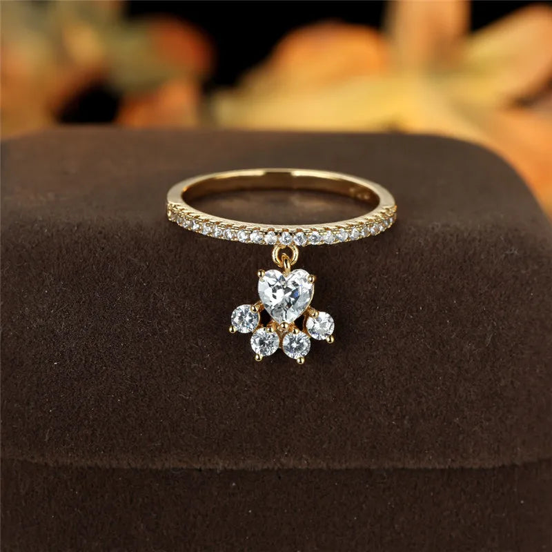 Bague Patte et Cœur – Finition Or et Argent