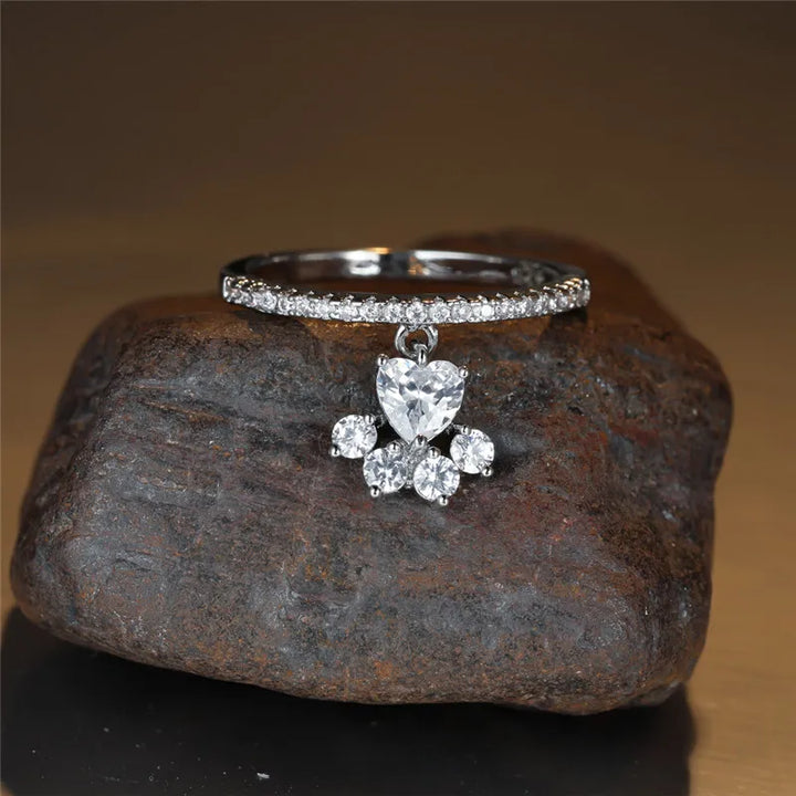 Bague Patte et Cœur – Finition Or et Argent