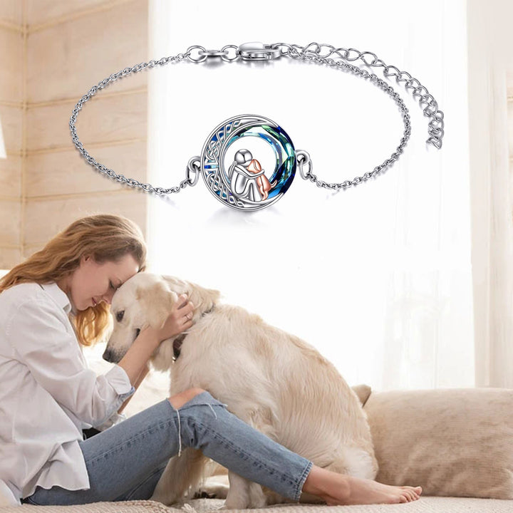 Bracelet de la Chance Ajustable en Argent Sterling avec Motif de Chien