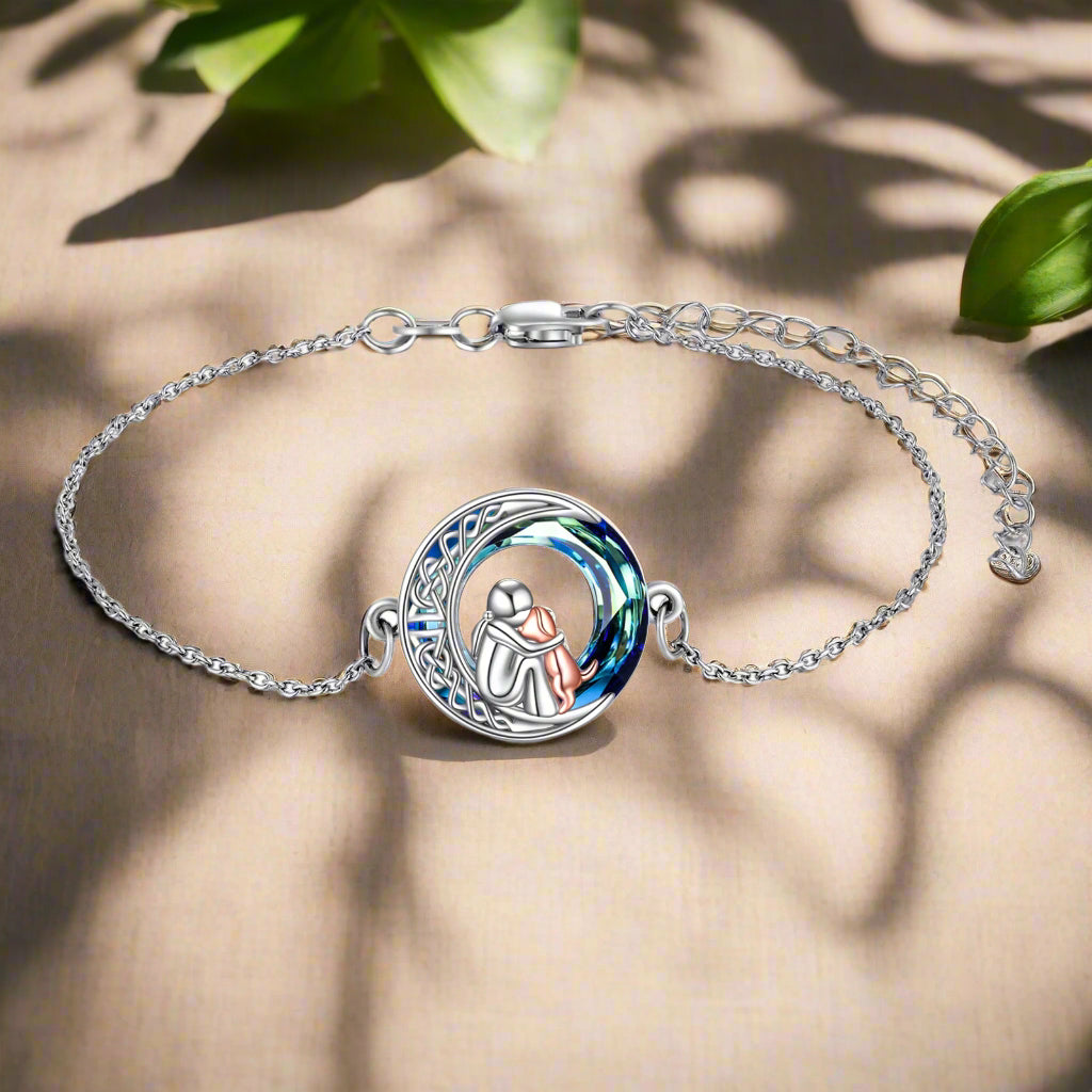 Bracelet de la Chance Ajustable en Argent Sterling avec Motif de Chien