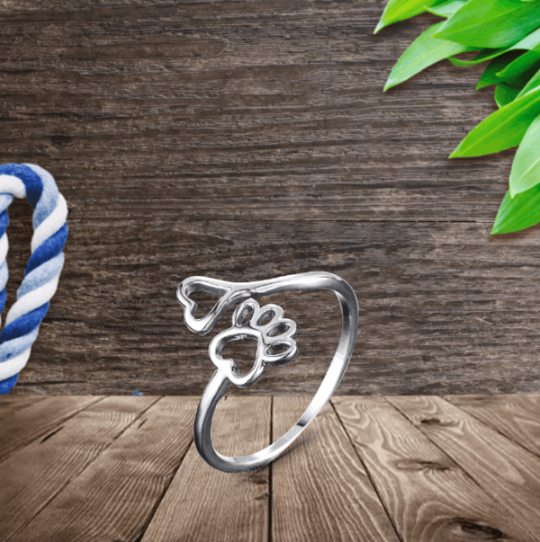 Bague cœur avec patte réglable en acier inoxydable