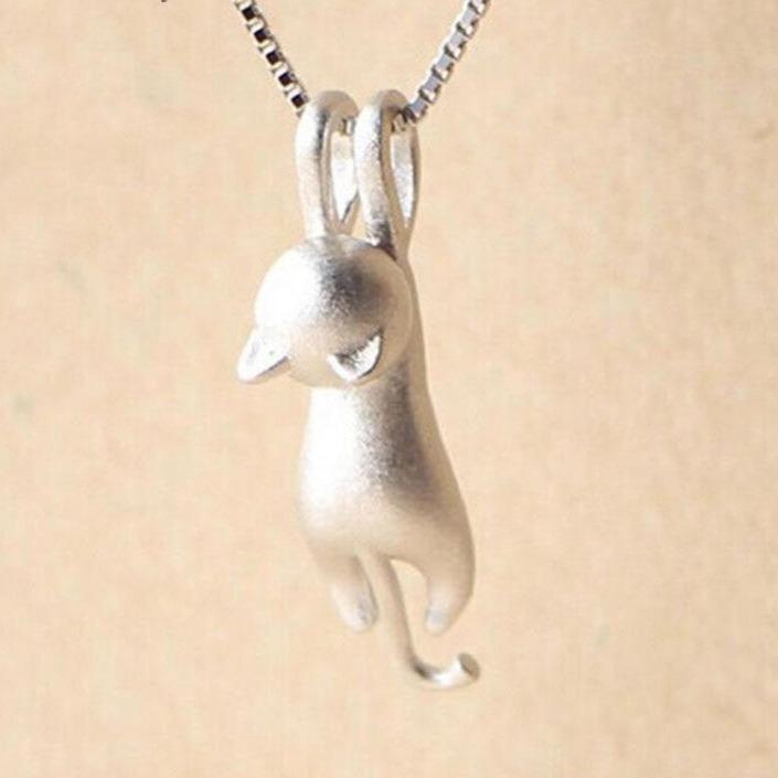 Collier avec Chat Joueur en Argent Sterling