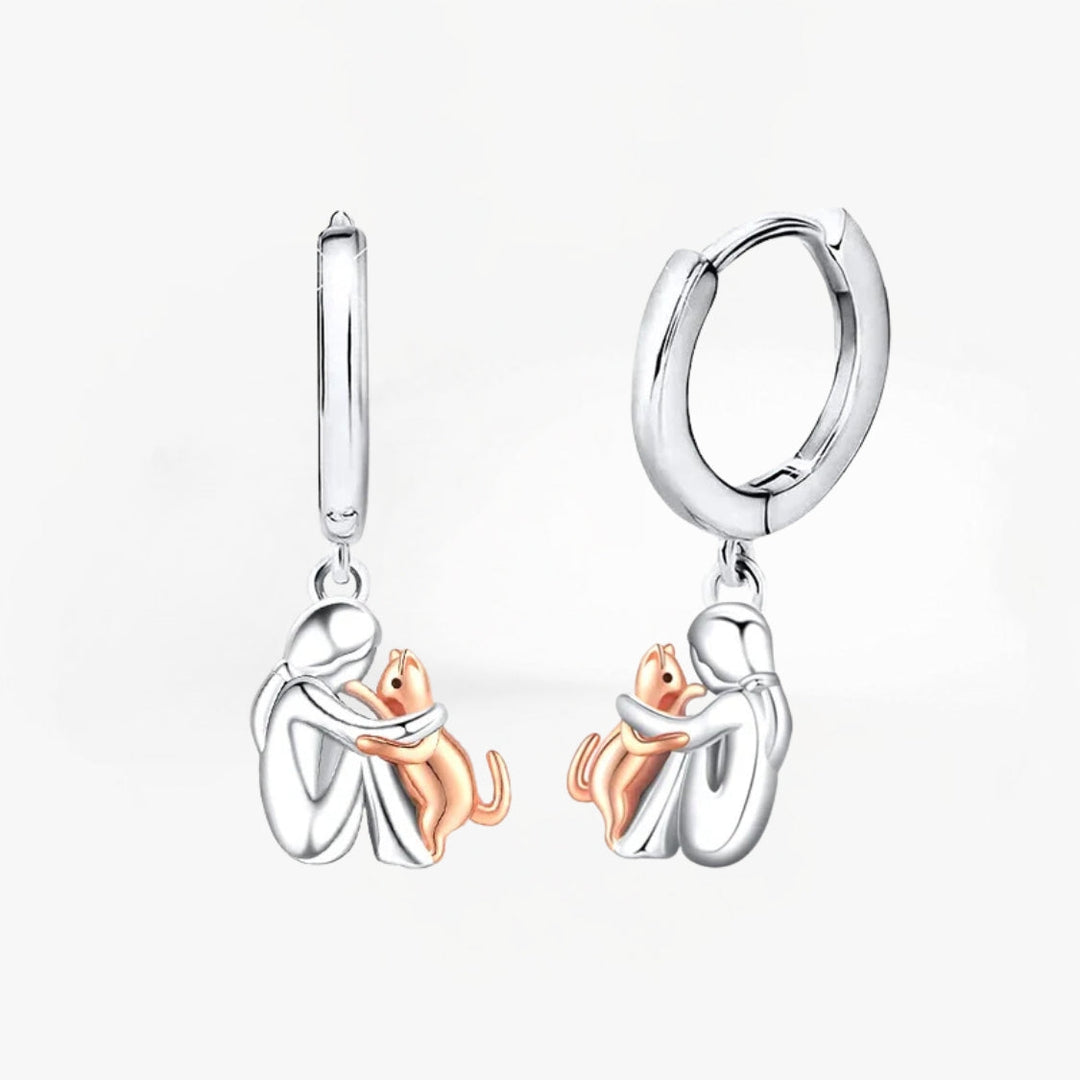 Lily™ - Boucles d'oreilles Icône de chat (Fermeture ronde)