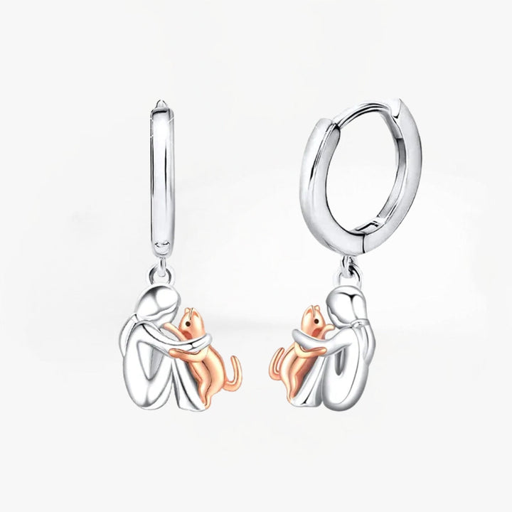 Lily™ - Boucles d'oreilles Icône de chat (Fermeture ronde)